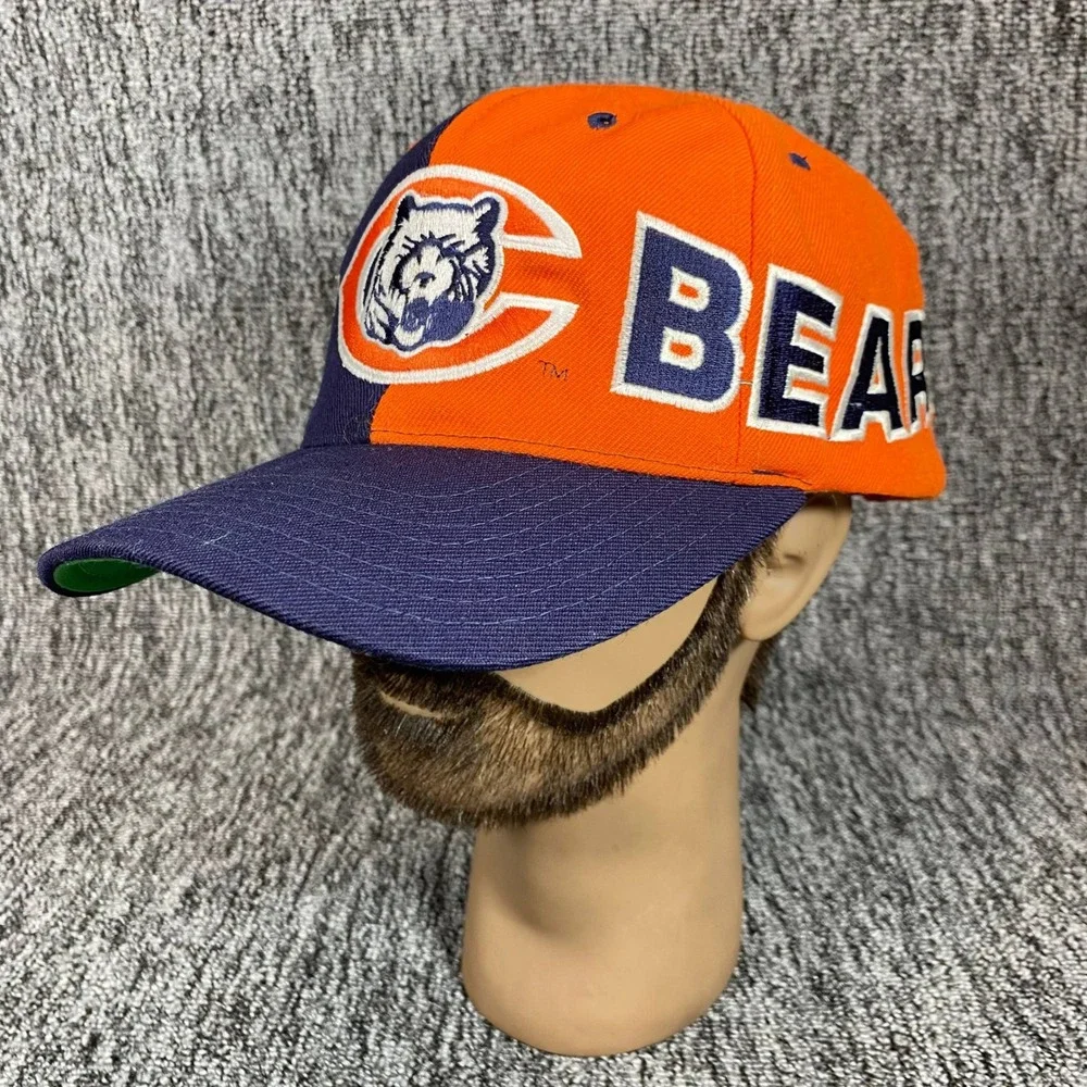 VTG 90s Chicago Bears American Needle CCM Split Color Snapback Hat Green Brim